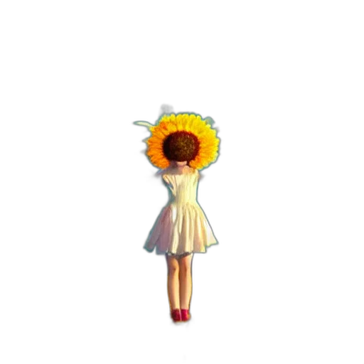 flower, dress, staff, hat, pixel art, 3d render, concept art, photorealistic transparent PNG cut-out