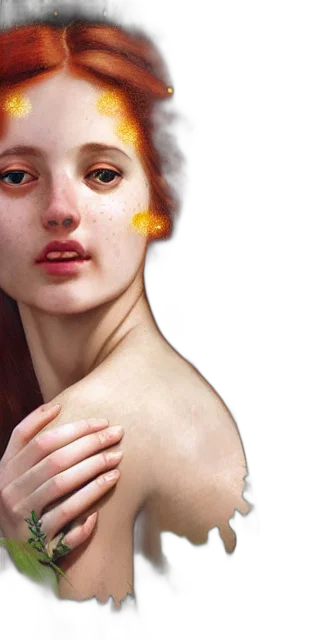 face, jewelry, photorealistic, concept art, fantasy art, oil painting, fire, outer space transparent PNG cut-out