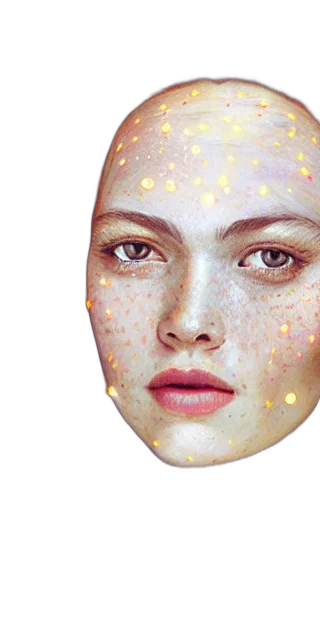 face, mask, jewelry, robot, photorealistic, 3d render, outer space, golden transparent PNG cut-out