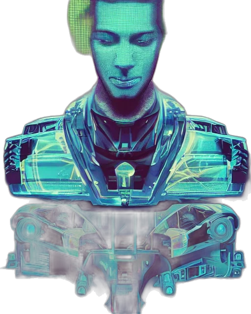 robot, face, mask, jacket transparent PNG cut-out