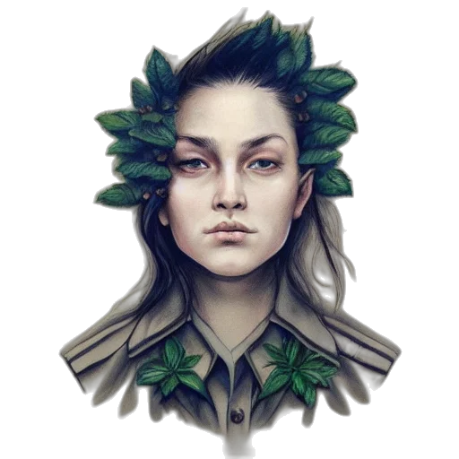 face, crown, flower, staff transparent PNG cut-out
