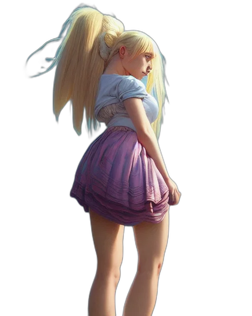 dress, hair, face, staff transparent PNG cut-out