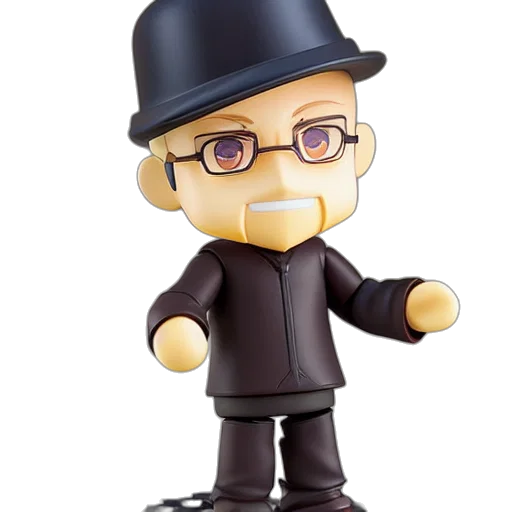 cartoon, concept art, 3d render, old, man, nendoroid, figurine, detailed transparent PNG cut-out