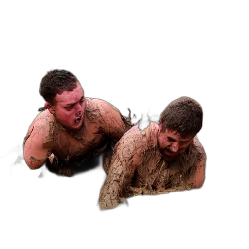 3d render, underwater, forest, drunks, fall, over, mud, wrestling transparent PNG cut-out