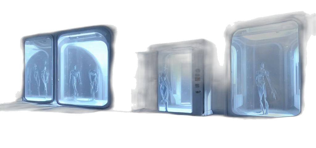 robot, concept art, 3d render, vaporwave transparent PNG cut-out
