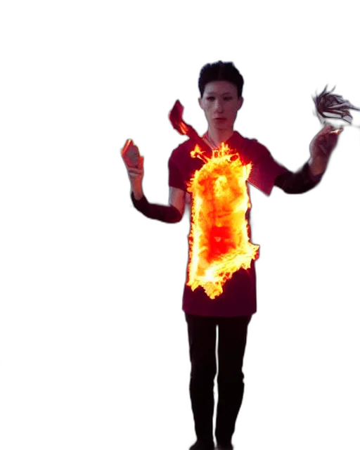dragon, jacket, staff, creature, 3d render, concept art, fire, outer space transparent PNG cut-out