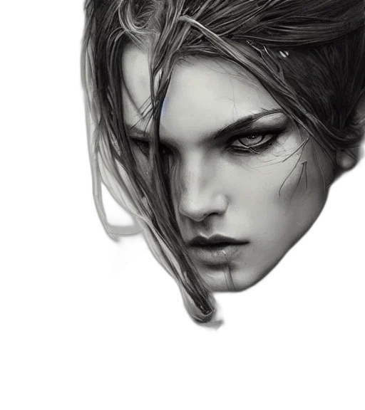 face, mask, hair, creature, photorealistic, pencil sketch, fantasy art, concept art transparent PNG cut-out