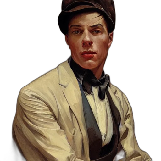 hat, face, staff, jacket, photorealistic, concept art, oil painting, comic book art transparent PNG cut-out