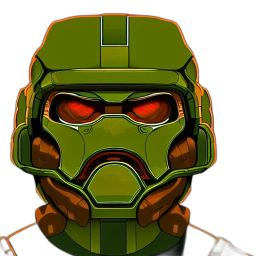 mask, concept art, 3d render, comic book art, pixel art, green, earth tones, portrait transparent PNG cut-out