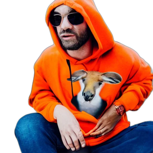 jacket, animal, creature, portrait, photo, kangaroo, wearing, orange transparent PNG cut-out