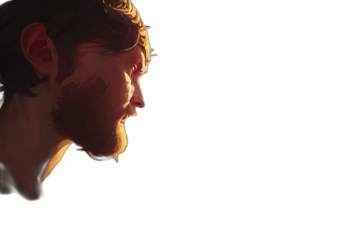 face, comic book art, concept art, photorealistic transparent PNG cut-out