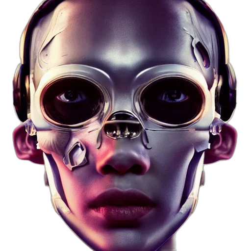 mask, robot, face, cyberpunk transparent PNG cut-out