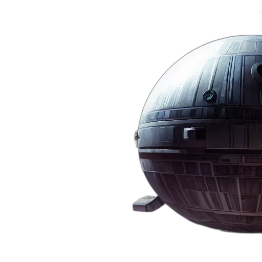 concept art, 3d render, photorealistic, outer space, death, star, destroys, coruscant transparent PNG cut-out
