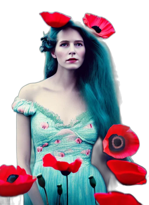 dress, crown, flower, hair transparent PNG cut-out