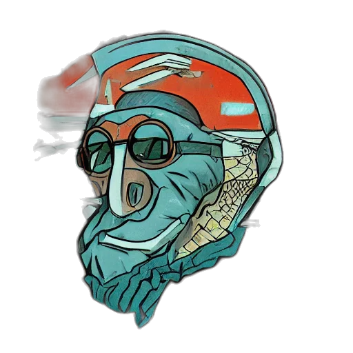 mask, creature, face, jacket, concept art, cyberpunk, vaporwave, cartoon transparent PNG cut-out