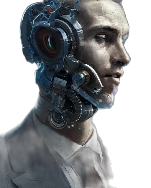 robot, face, mask, cyberpunk, concept art, photorealistic, 3d render, rugged transparent PNG cut-out