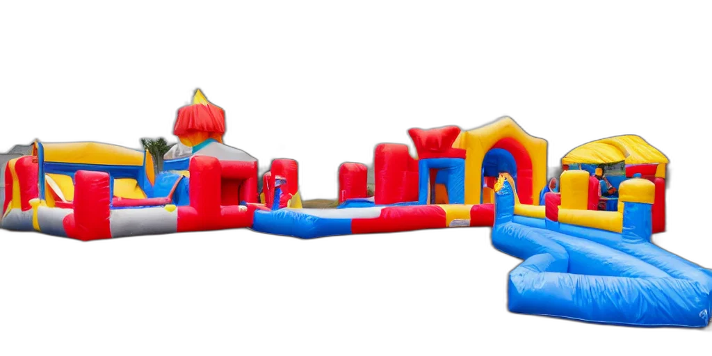 furniture, weapon, 3d render, bouncy, castle, children, inside, blowing transparent PNG cut-out