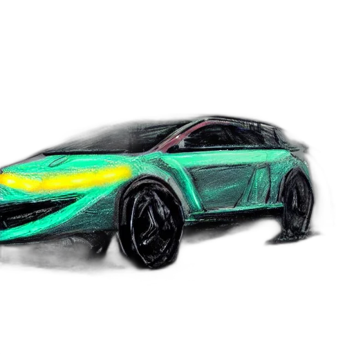 car, concept art, 3d render, watercolor transparent PNG cut-out