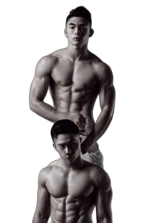 photorealistic, concept art, 3d render, oil painting, monochrome, hot, shirtless, years transparent PNG cut-out