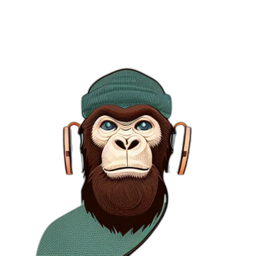 animal, staff, cartoon, concept art, pixel art, 3d render, stoned, ape transparent PNG cut-out