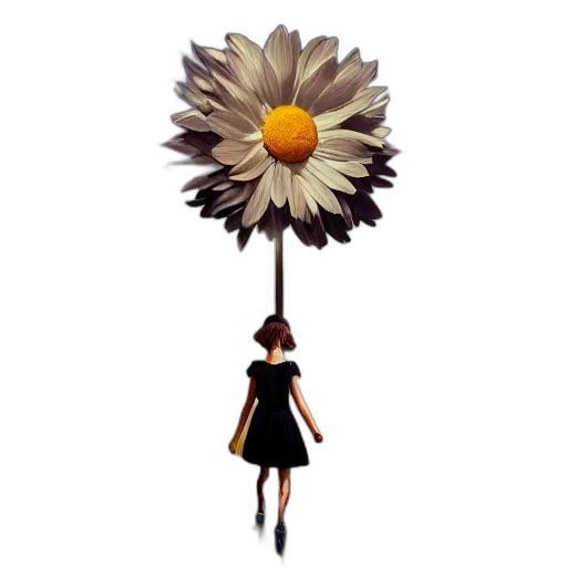 flower, staff, umbrella, dress, concept art, 3d render, pixel art, fantasy art transparent PNG cut-out