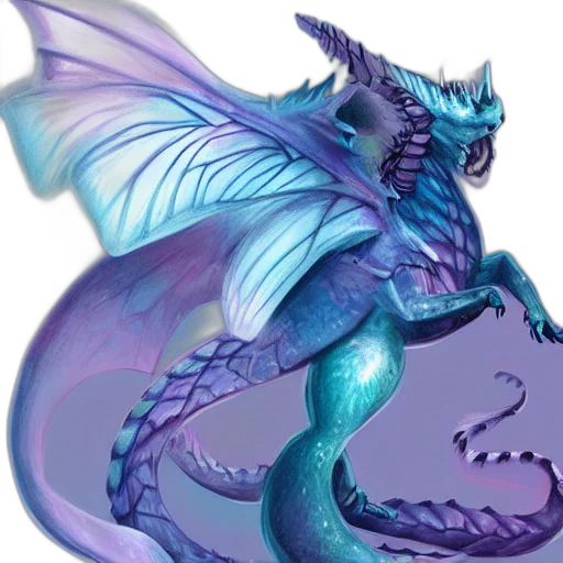 dragon, creature, fantasy art, concept art, vaporwave, 3d render, blue, pastel transparent PNG cut-out