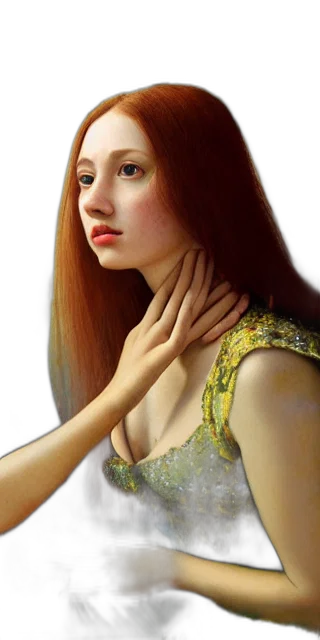 jewelry, face, dress, crown, photorealistic, oil painting, fantasy art, 3d render transparent PNG cut-out