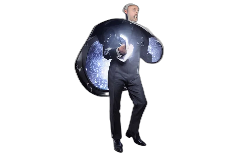jacket, staff, robot, umbrella, concept art, outer space, single, time transparent PNG cut-out