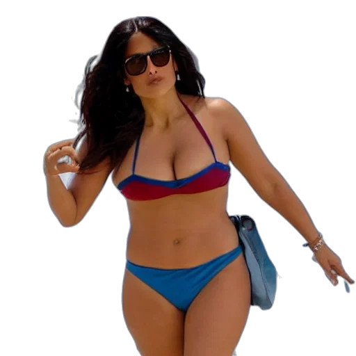 3d render, photorealistic, salma, hayek, wearing, bikini, enjoying, sun transparent PNG cut-out