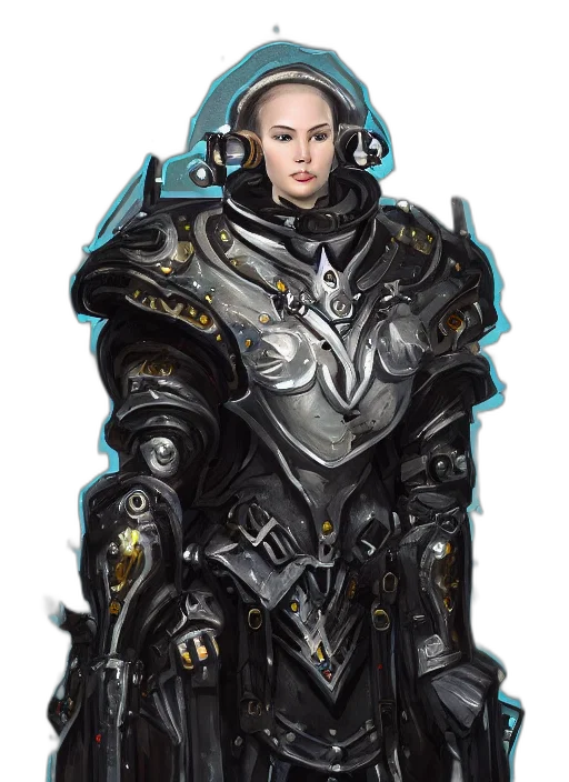 robot, weapon, jacket, staff, fantasy art, concept art, cyberpunk, comic book art transparent PNG cut-out