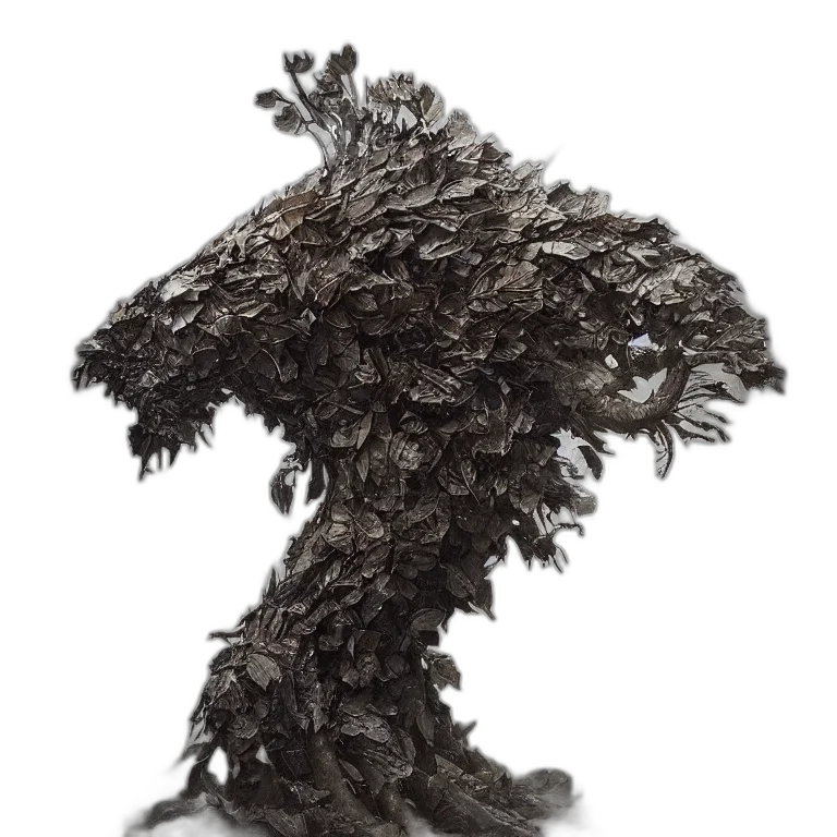 dragon, hair, creature, tree, concept art, 3d render, fantasy art, photorealistic transparent PNG cut-out