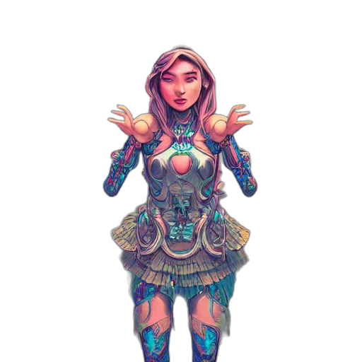robot, dress, face, mask, fantasy art, concept art, pixel art, 3d render transparent PNG cut-out