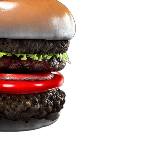 food, 3d render, photorealistic, burger transparent PNG cut-out