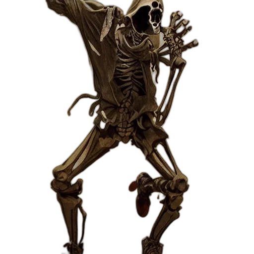 robot, creature, staff, animal, concept art, 3d render, skeleton, wearing transparent PNG cut-out