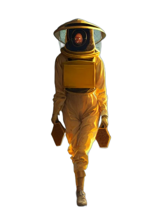robot, mask, staff, creature transparent PNG cut-out