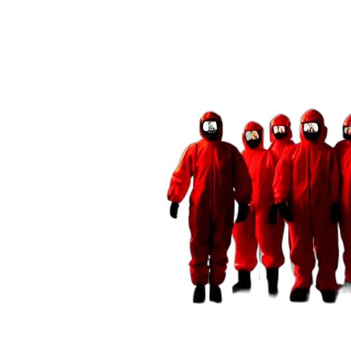 jacket, staff, mask, concept art, 3d render, pixel art, outer space, red transparent PNG cut-out
