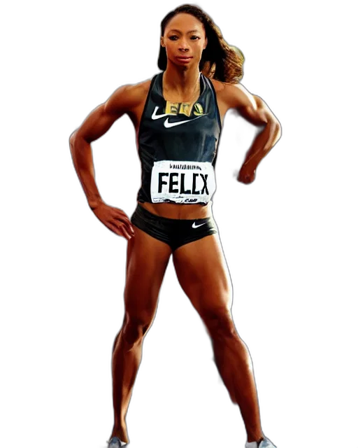 allyson, felix, crouching, meter, starting, line, hyperreal, sports transparent PNG cut-out