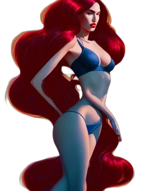 dress, hair, concept art, 3d render, fantasy art, comic book art, neon lights, red transparent PNG cut-out