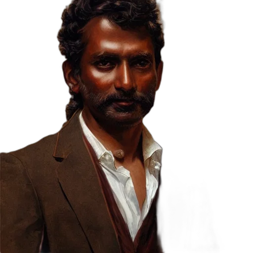 staff, face, jacket, oil painting transparent PNG cut-out