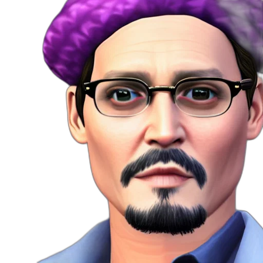 face, staff, photorealistic, 3d render, cartoon, vaporwave, johnny, depp transparent PNG cut-out