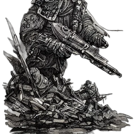 weapon, sword, staff, robot, concept art, fantasy art, comic book art, pencil sketch transparent PNG cut-out