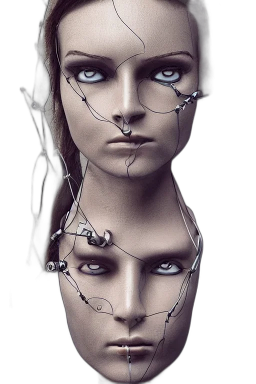 mask, face, jewelry, robot, cyberpunk, photorealistic, concept art, 3d render transparent PNG cut-out