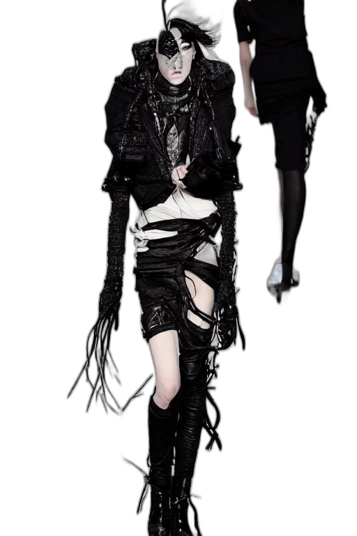 dress, jacket, creature, staff transparent PNG cut-out