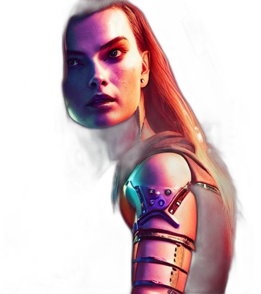 robot, face, sword, mask, concept art, fantasy art, cyberpunk, photorealistic transparent PNG cut-out