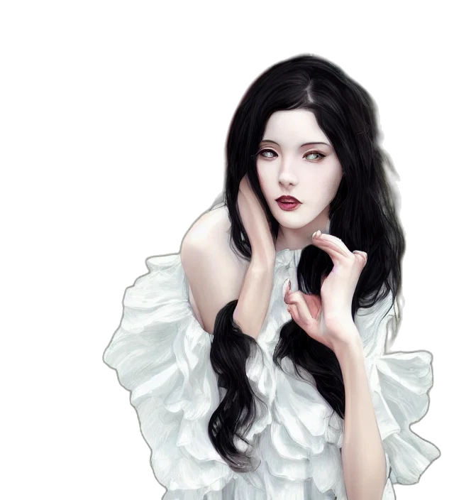 dress, face, fantasy art, photorealistic transparent PNG cut-out