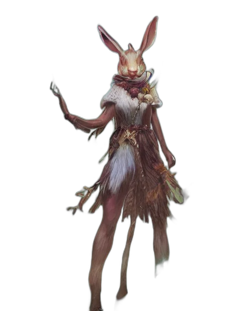 creature, staff, animal, dress, concept art, fantasy art, 3d render, pixel art transparent PNG cut-out