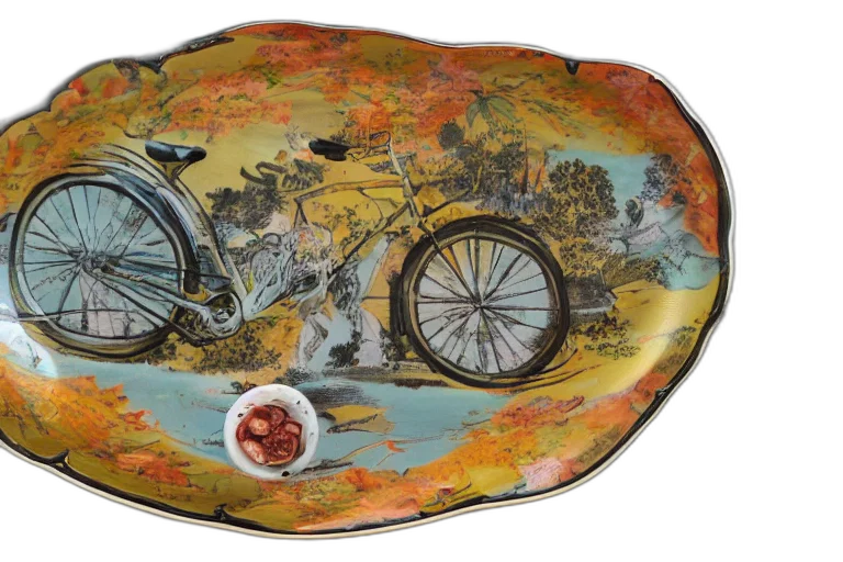 photorealistic, oil painting, bicyle, pedal transparent PNG cut-out