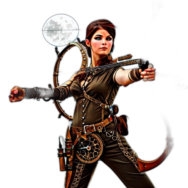staff, weapon, fantasy art, concept art, 3d render, comic book art, steampunk, archer transparent PNG cut-out