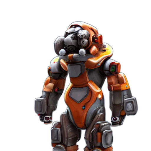 robot, weapon, jacket, concept art, 3d render, pixel art, fantasy art, monkey transparent PNG cut-out
