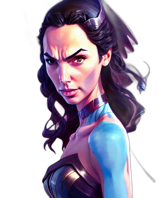 face, comic book art, fantasy art, concept art, photorealistic, blue, colorful, gal transparent PNG cut-out
